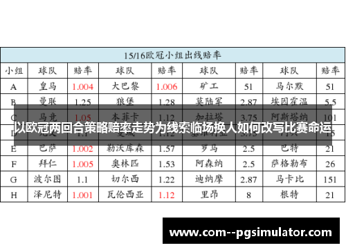 以欧冠两回合策略赔率走势为线索临场换人如何改写比赛命运